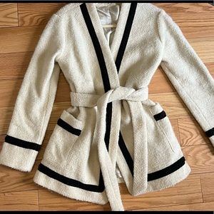 Sezane Mike Wrap Coat - Ivory and Black Sz Small / 36